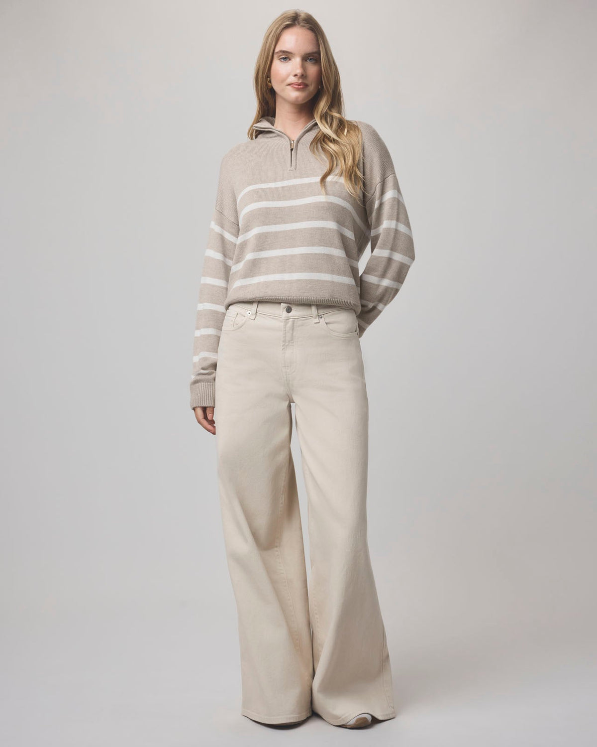 Georgie Knit Sweater in Stripe Green Spruce/Oak 8