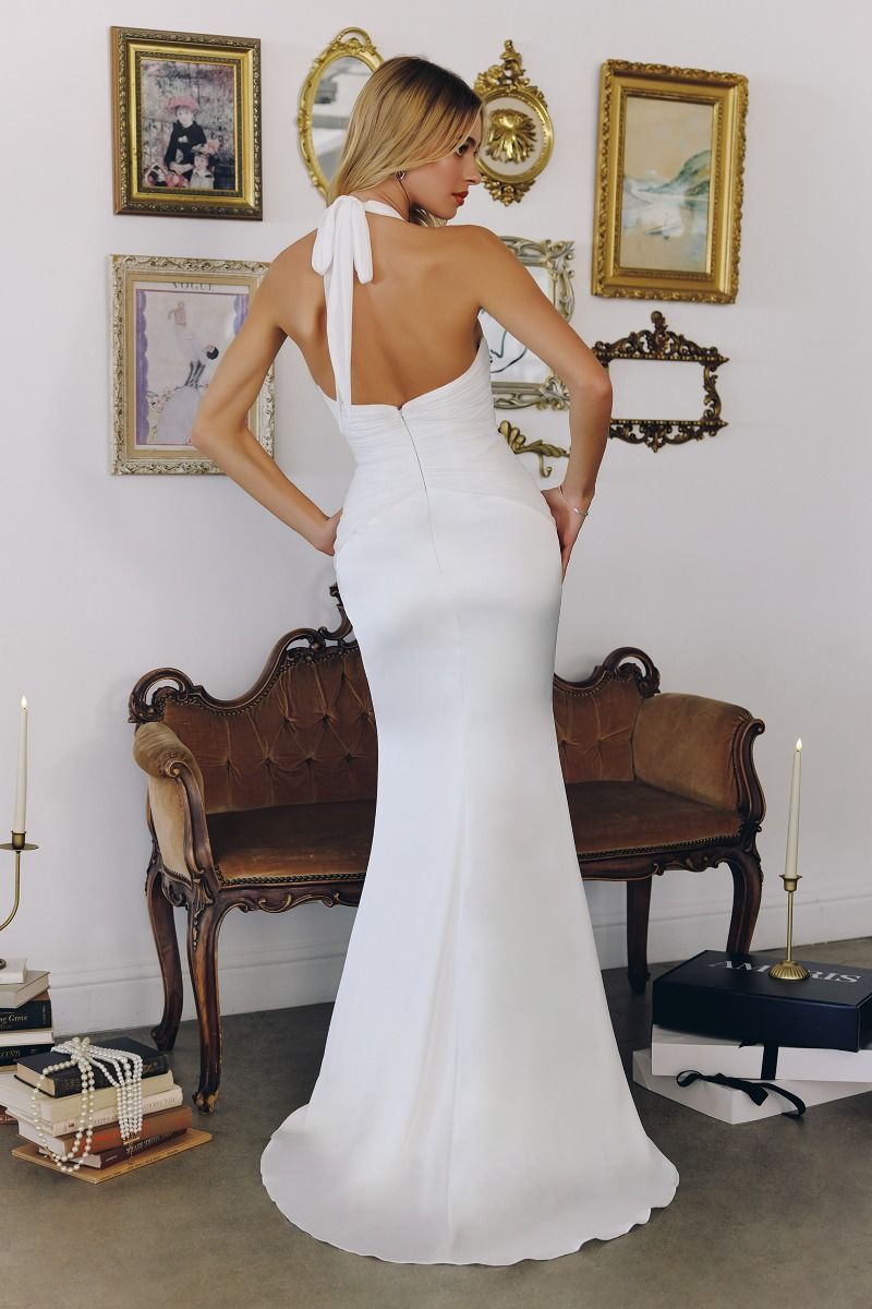 Amoris Pleated Mermaid Wedding Dress Off White 2
