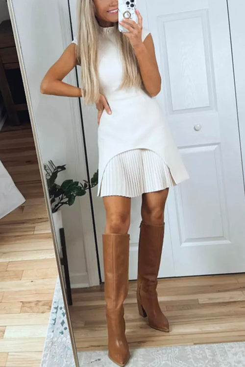 Margot Pleated Tailored Mini Dress Forest 6