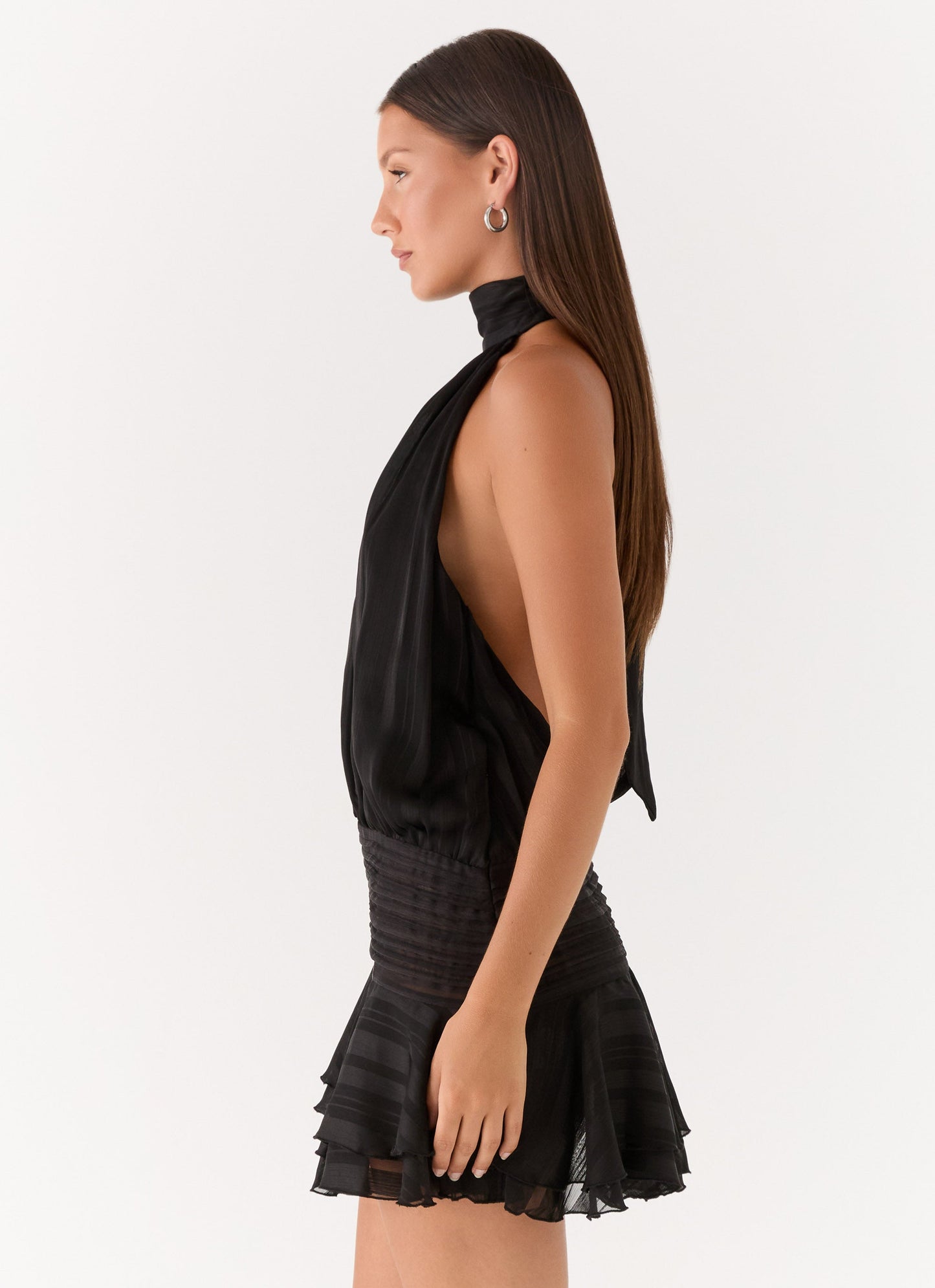 Willow Chiffon Mini Dress Black 3