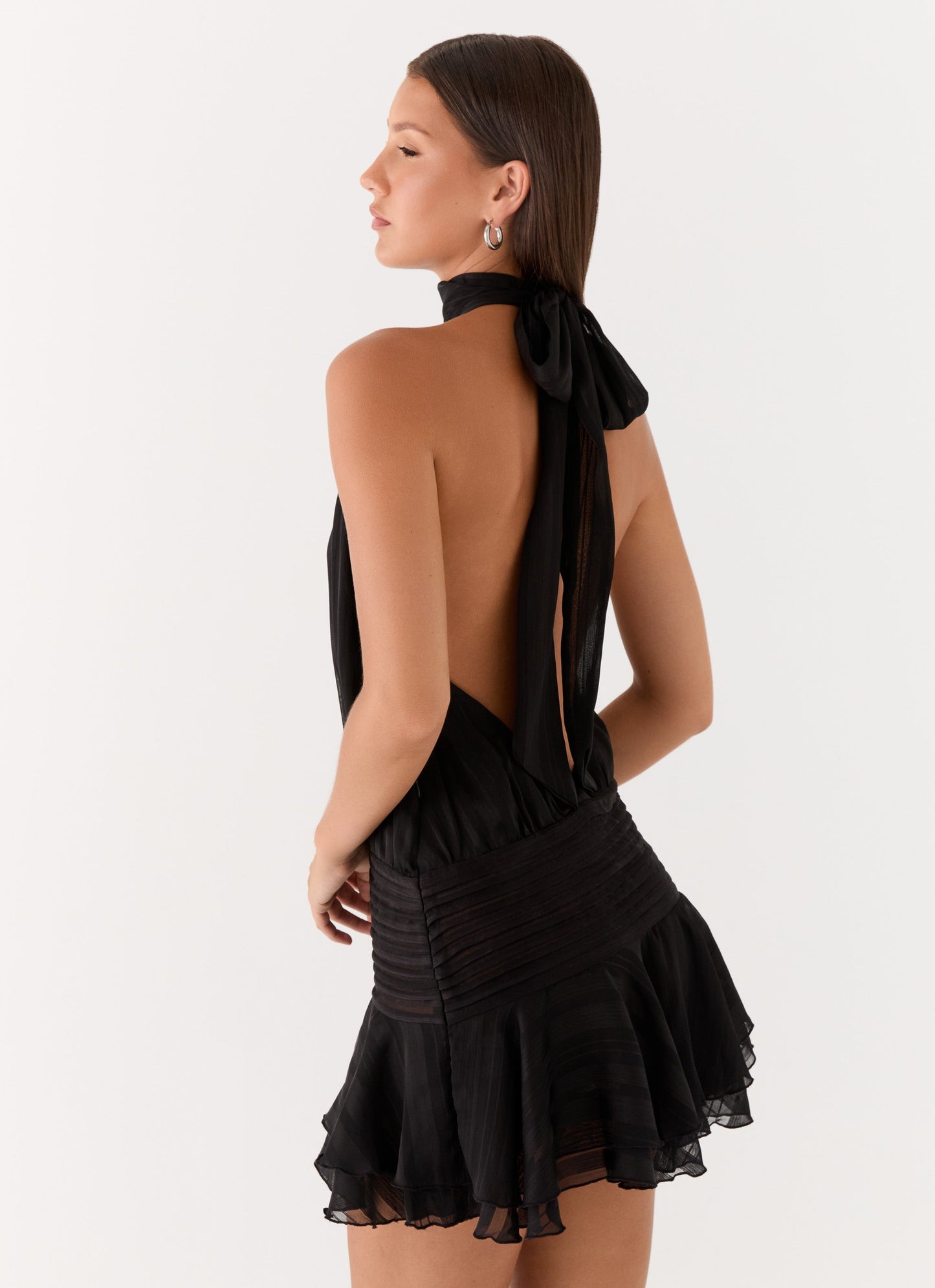 Willow Chiffon Mini Dress Black 4