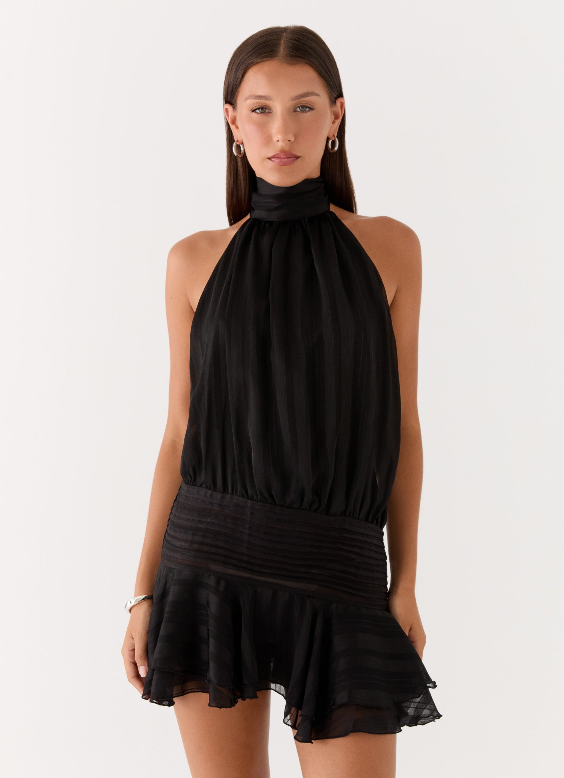 Willow Chiffon Mini Dress Black 1