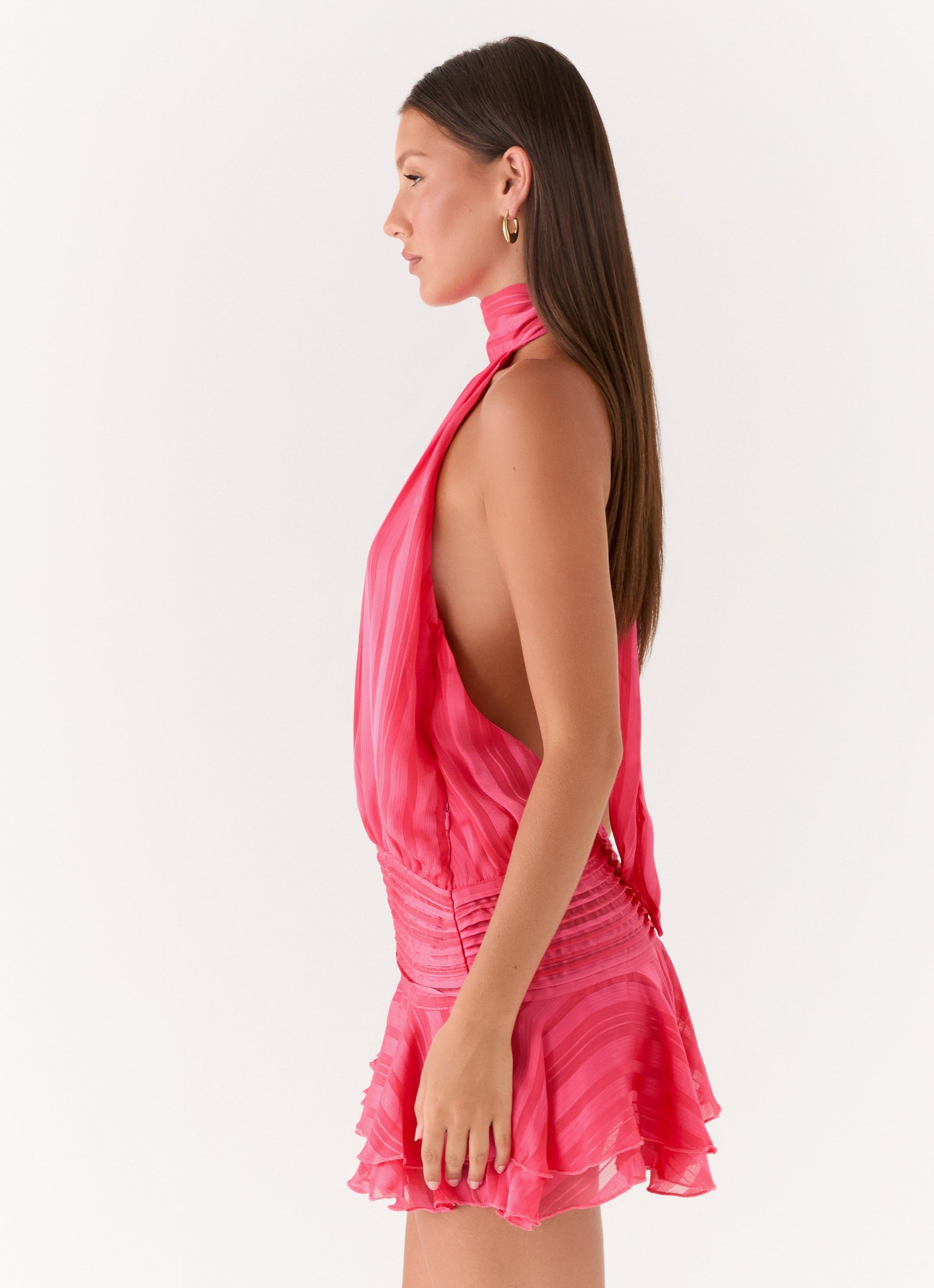 Willow Chiffon Mini Dress Fuchsia 3