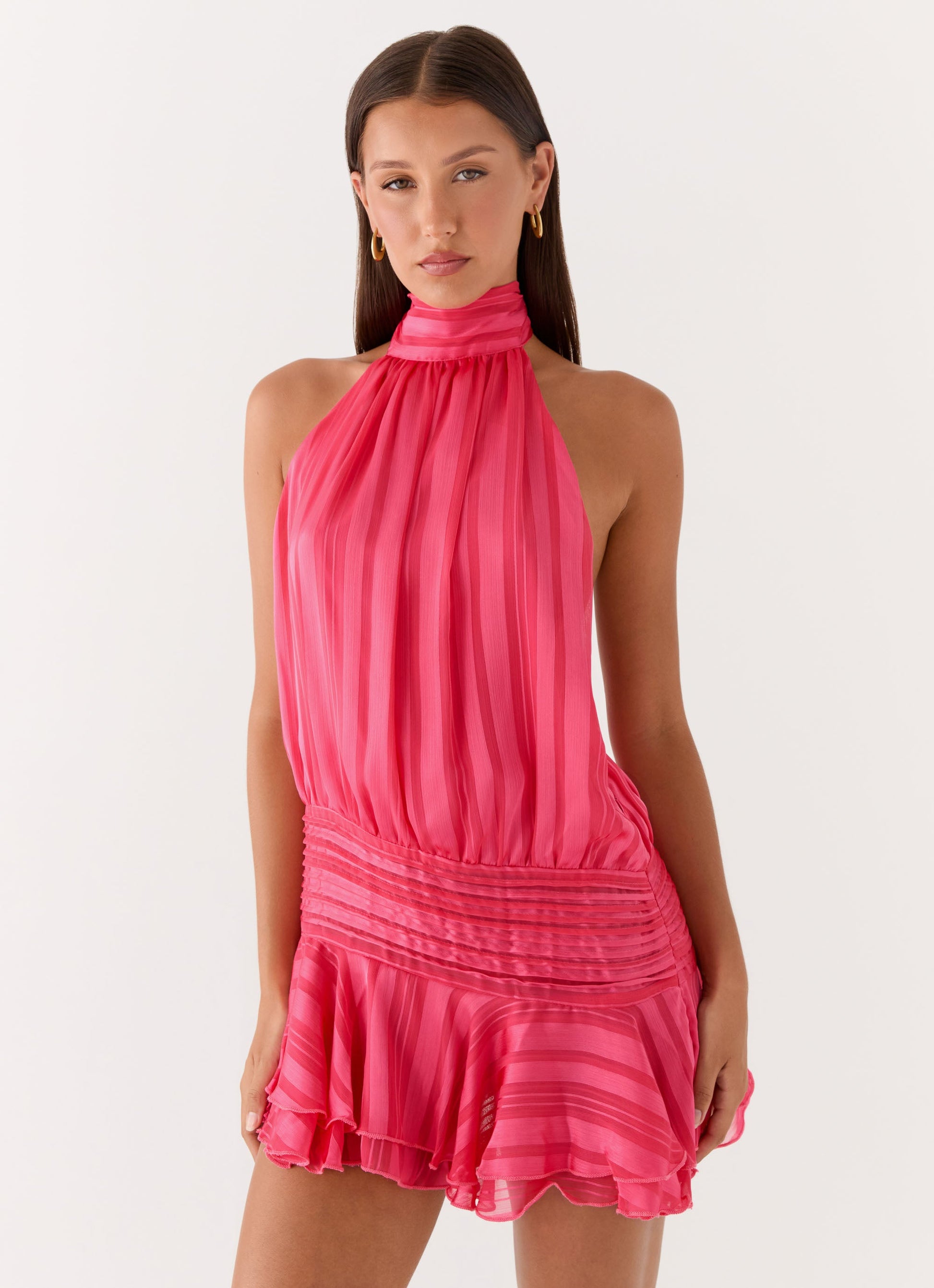 Willow Chiffon Mini Dress Fuchsia 1