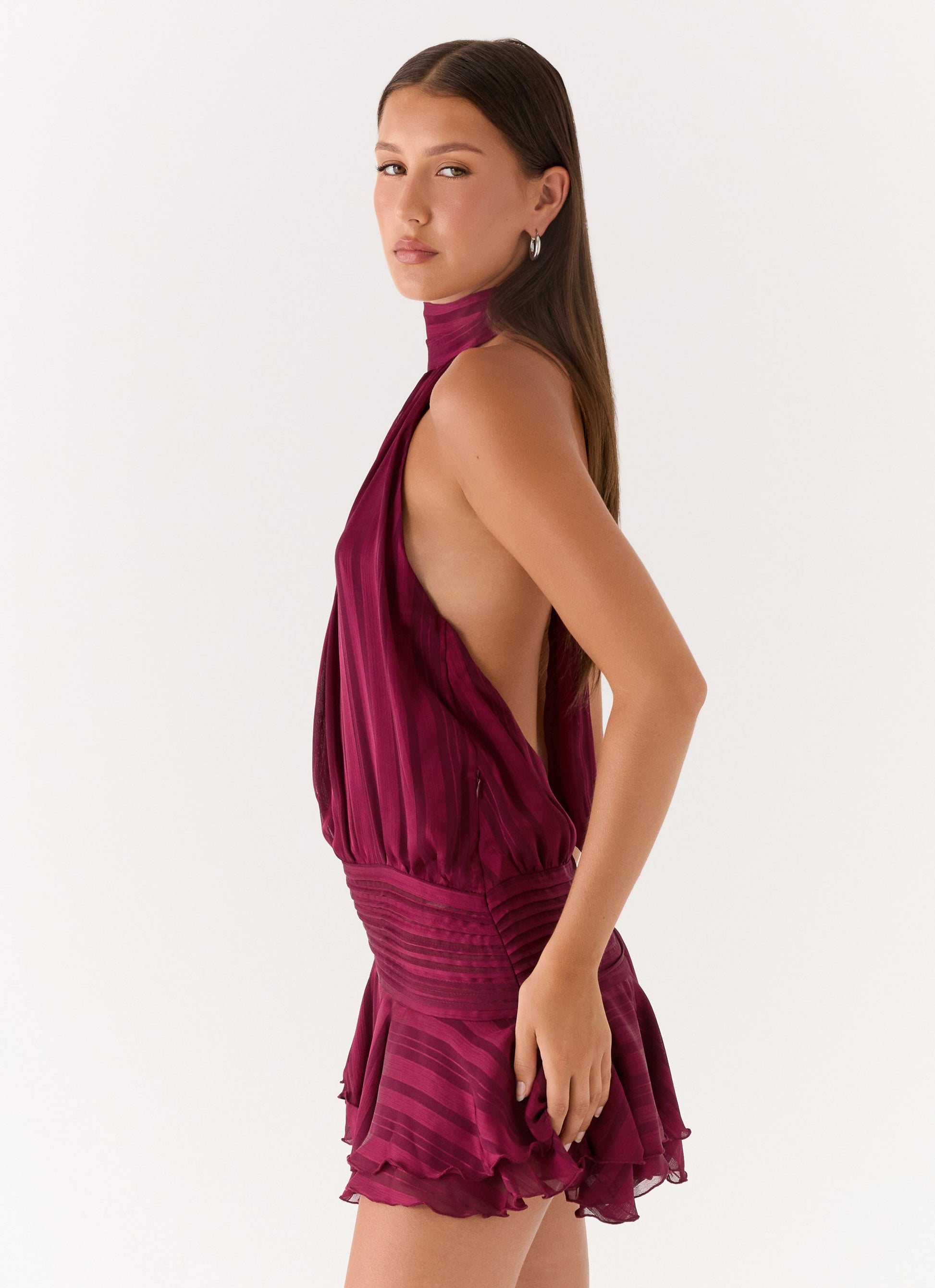 Willow Chiffon Mini Dress Plum 3