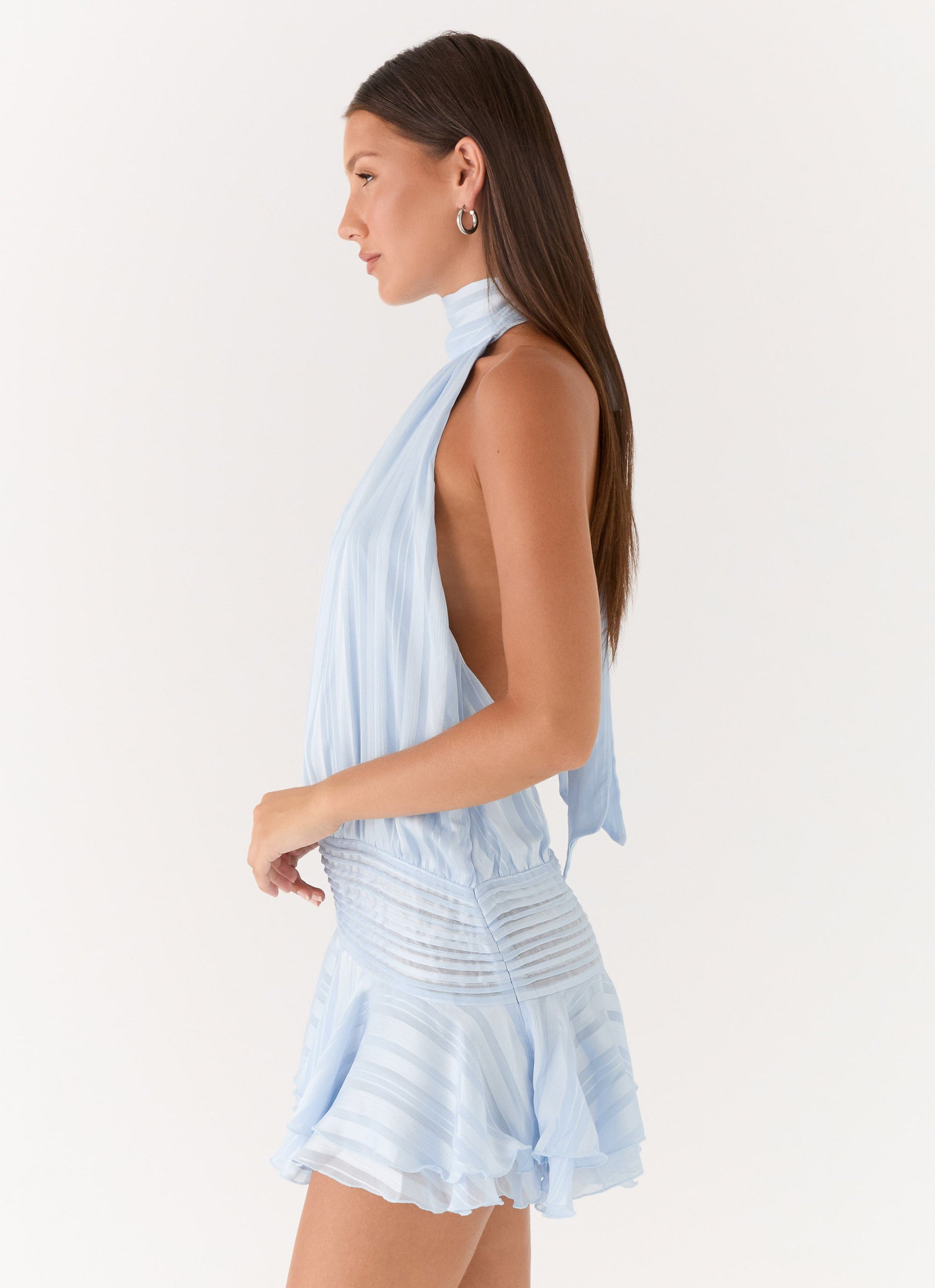 Willow Chiffon Mini Dress Blue 3