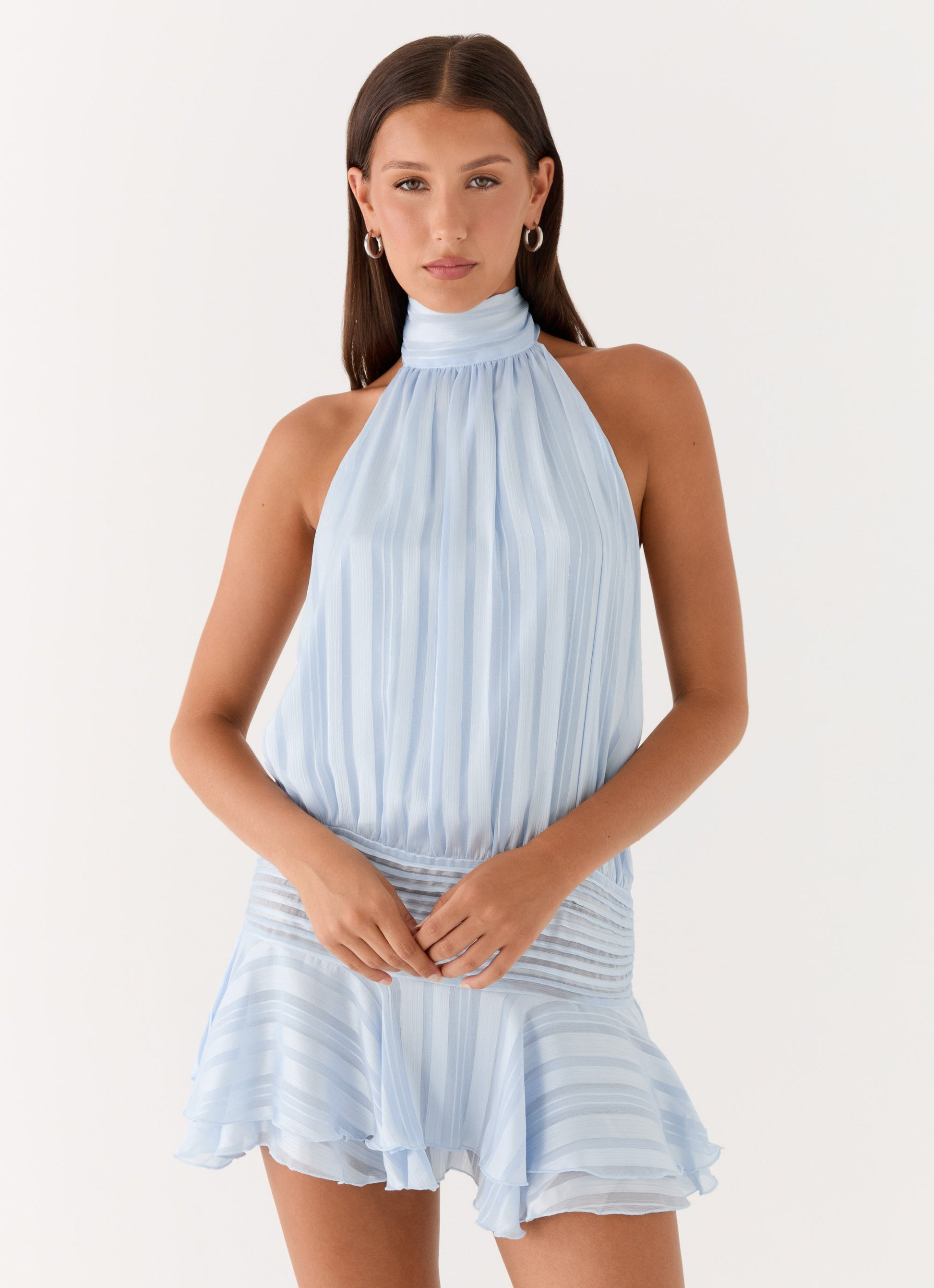 Willow Chiffon Mini Dress Blue 1