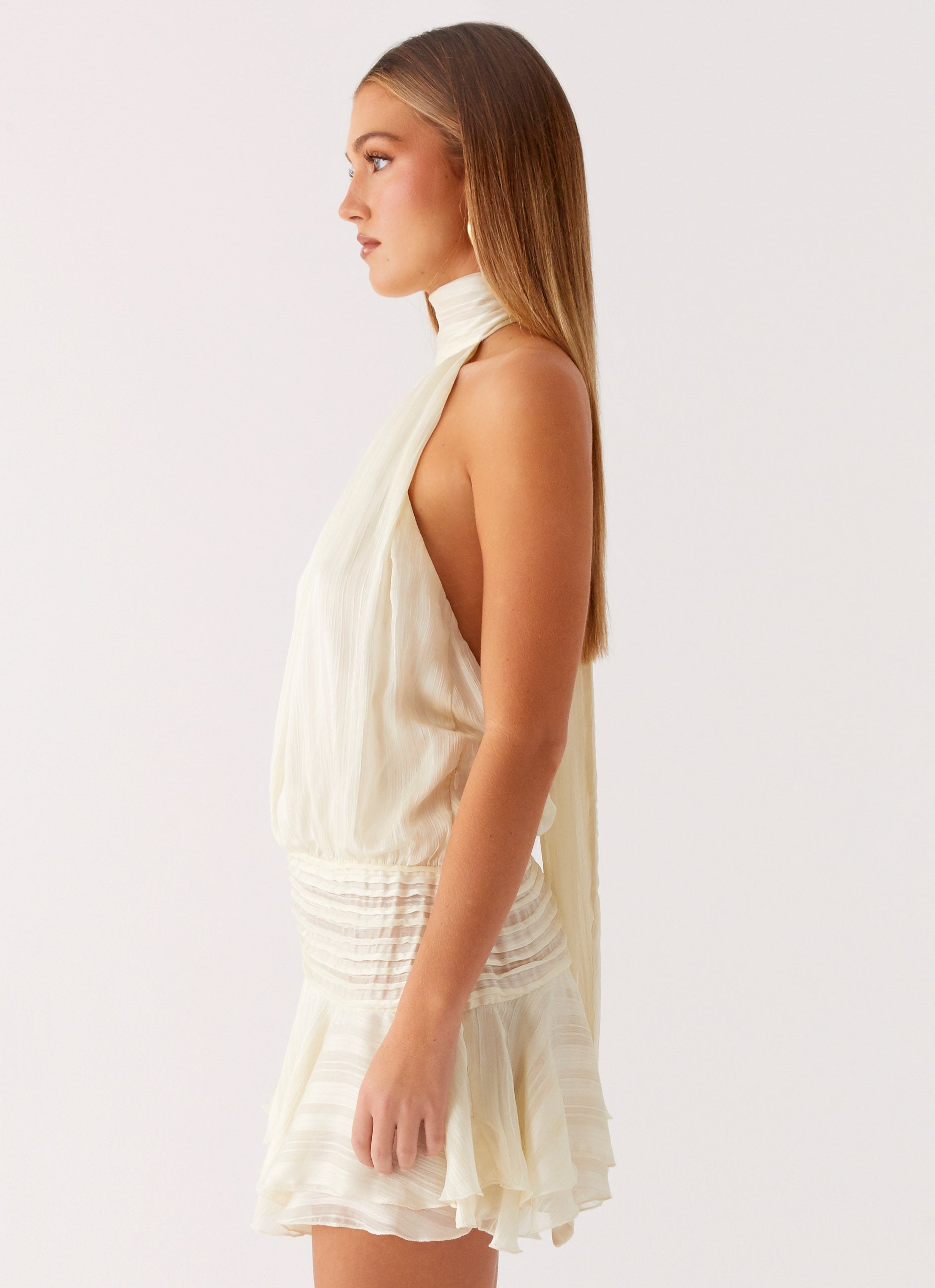Willow Chiffon Mini Dress Ivory 2