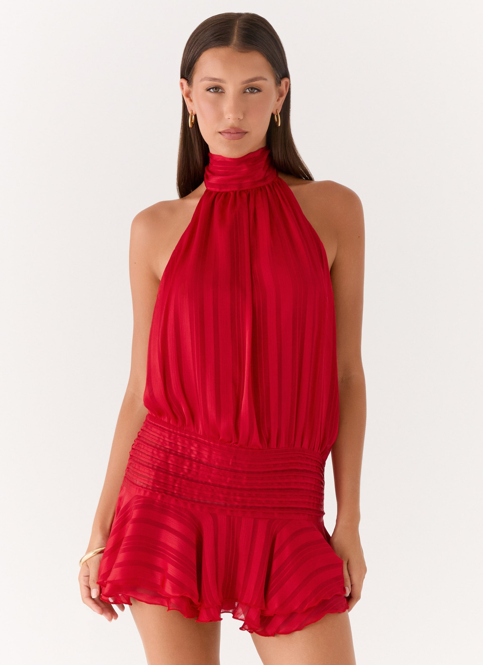 Willow Chiffon Mini Dress Red 1