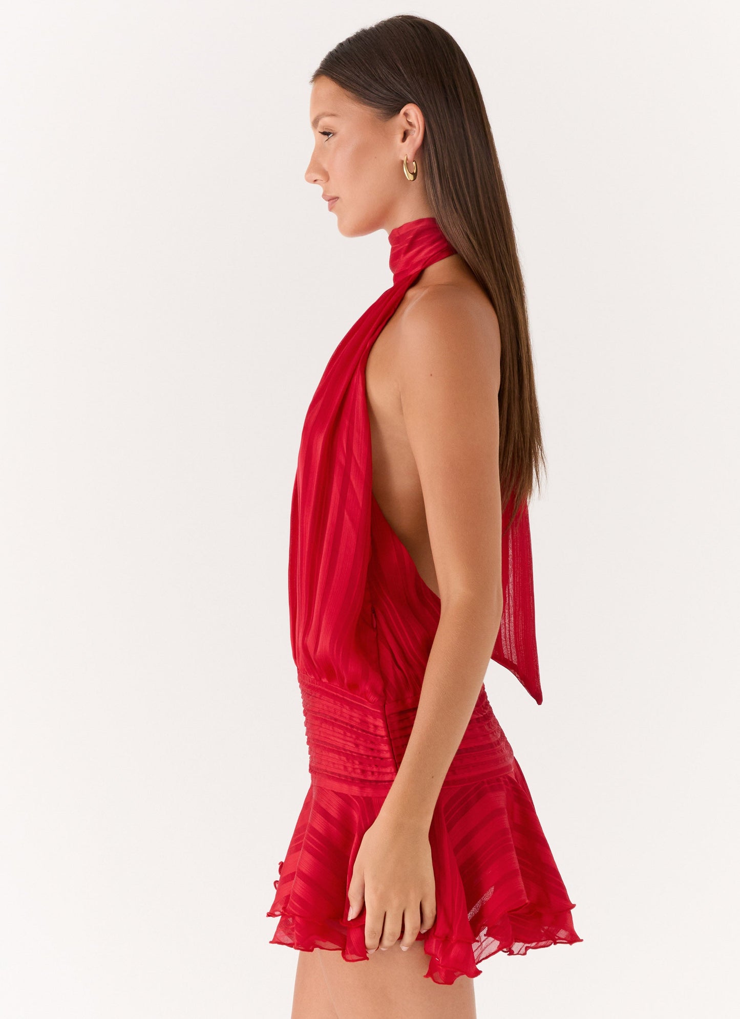 Willow Chiffon Mini Dress Red 3