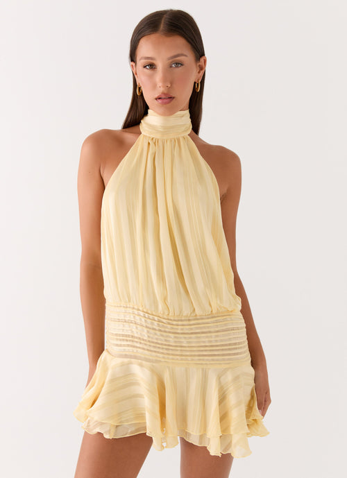 Willow Chiffon Mini Dress Yellow 1