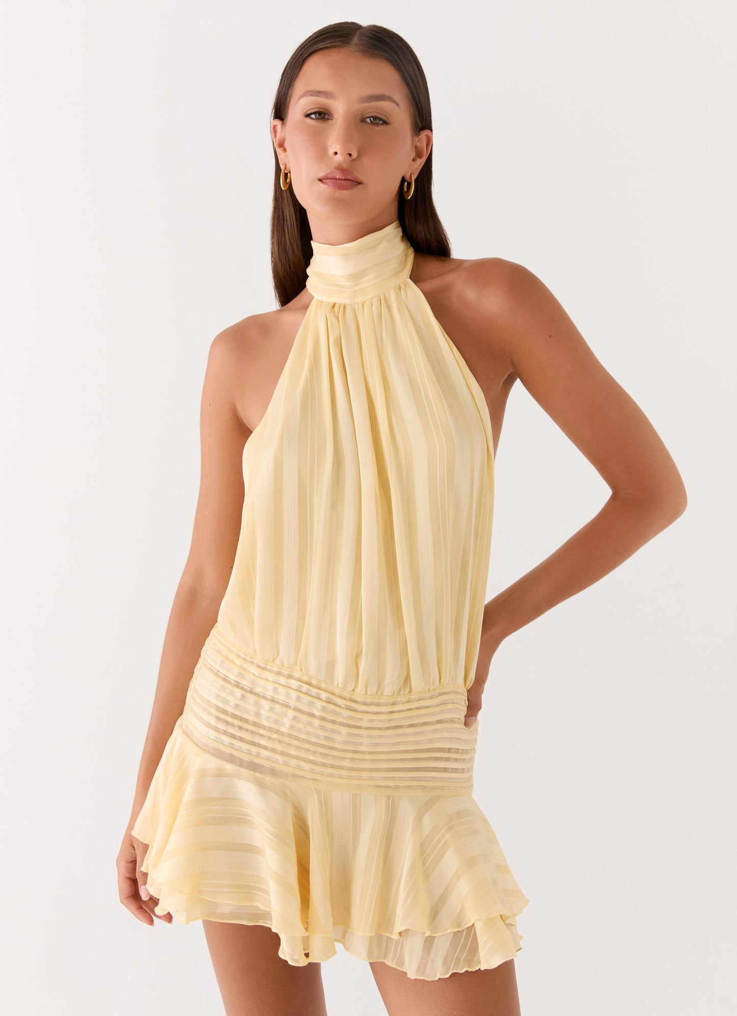 Willow Chiffon Mini Dress Yellow 5