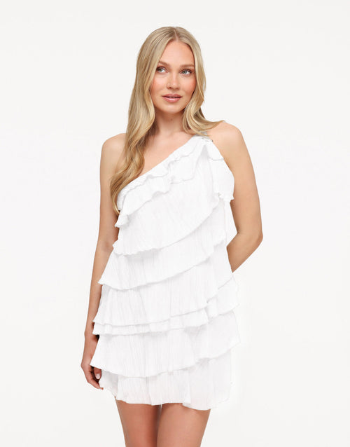 RUFFLE MINI DRESS White 1