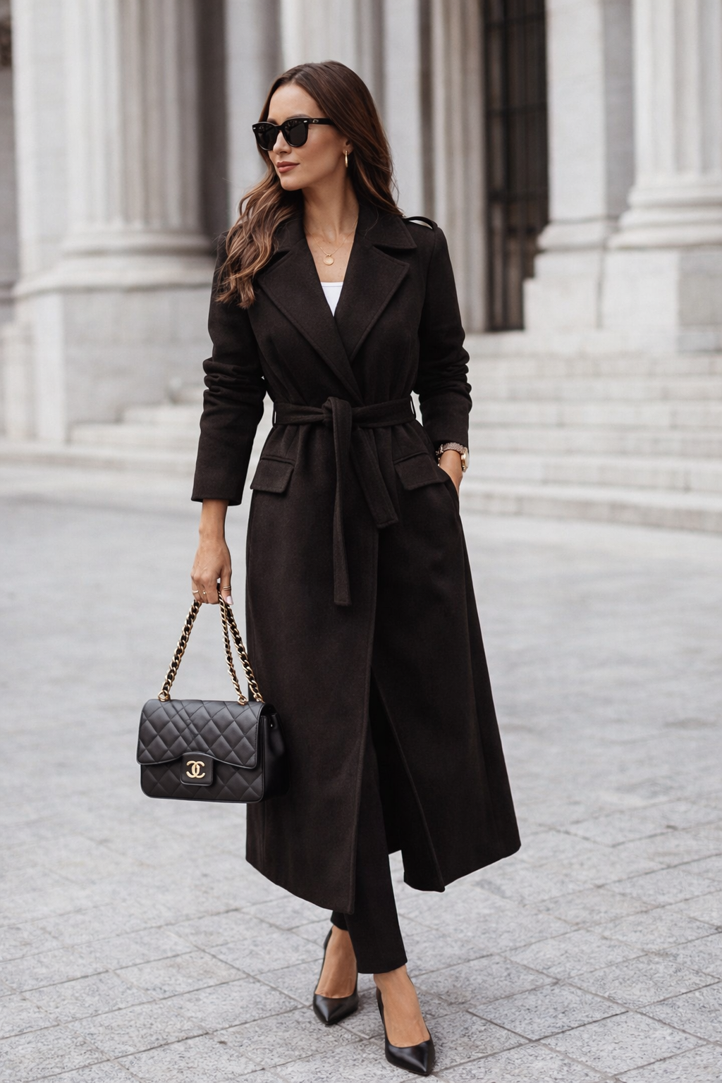 Élan Wool Blend Wrap Overcoat Brown 5