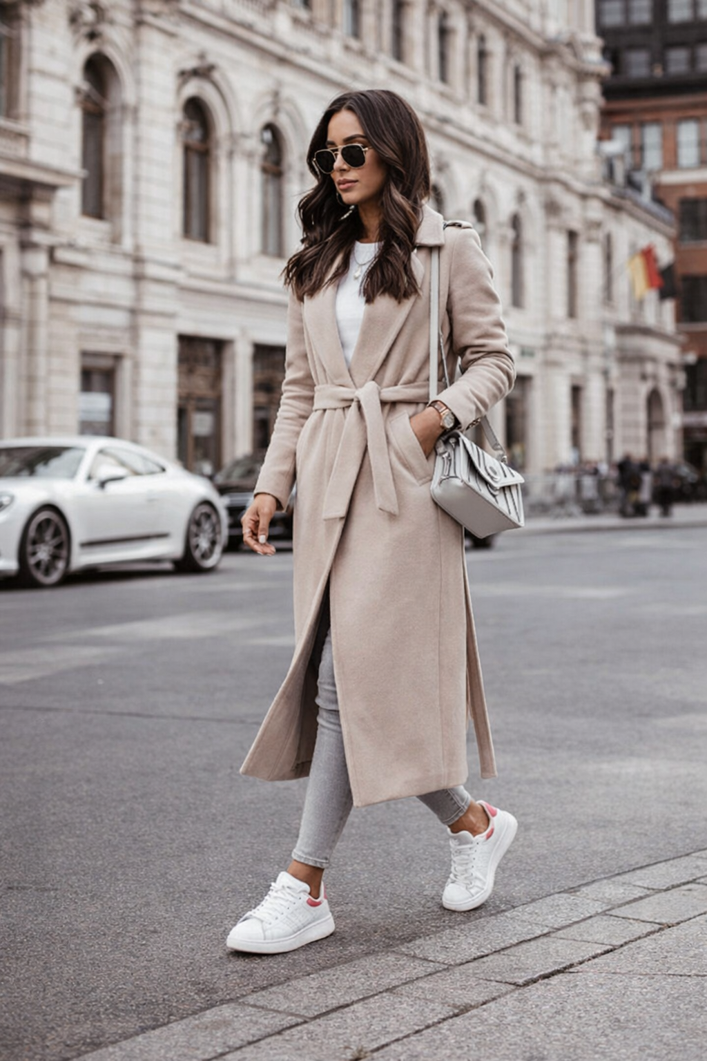 Élan Wool Blend Wrap Overcoat Black 2