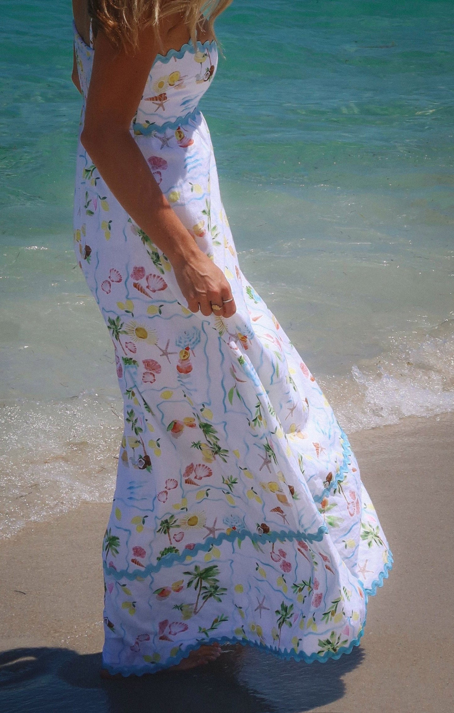 Margot Scallop Maxi Dress in Seaside Blue 2