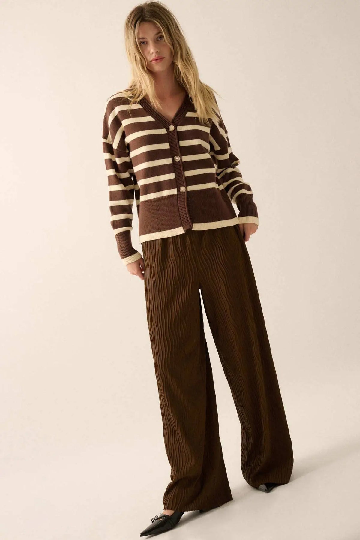 Adelaide Wide Leg Knit Pants Espresso 1