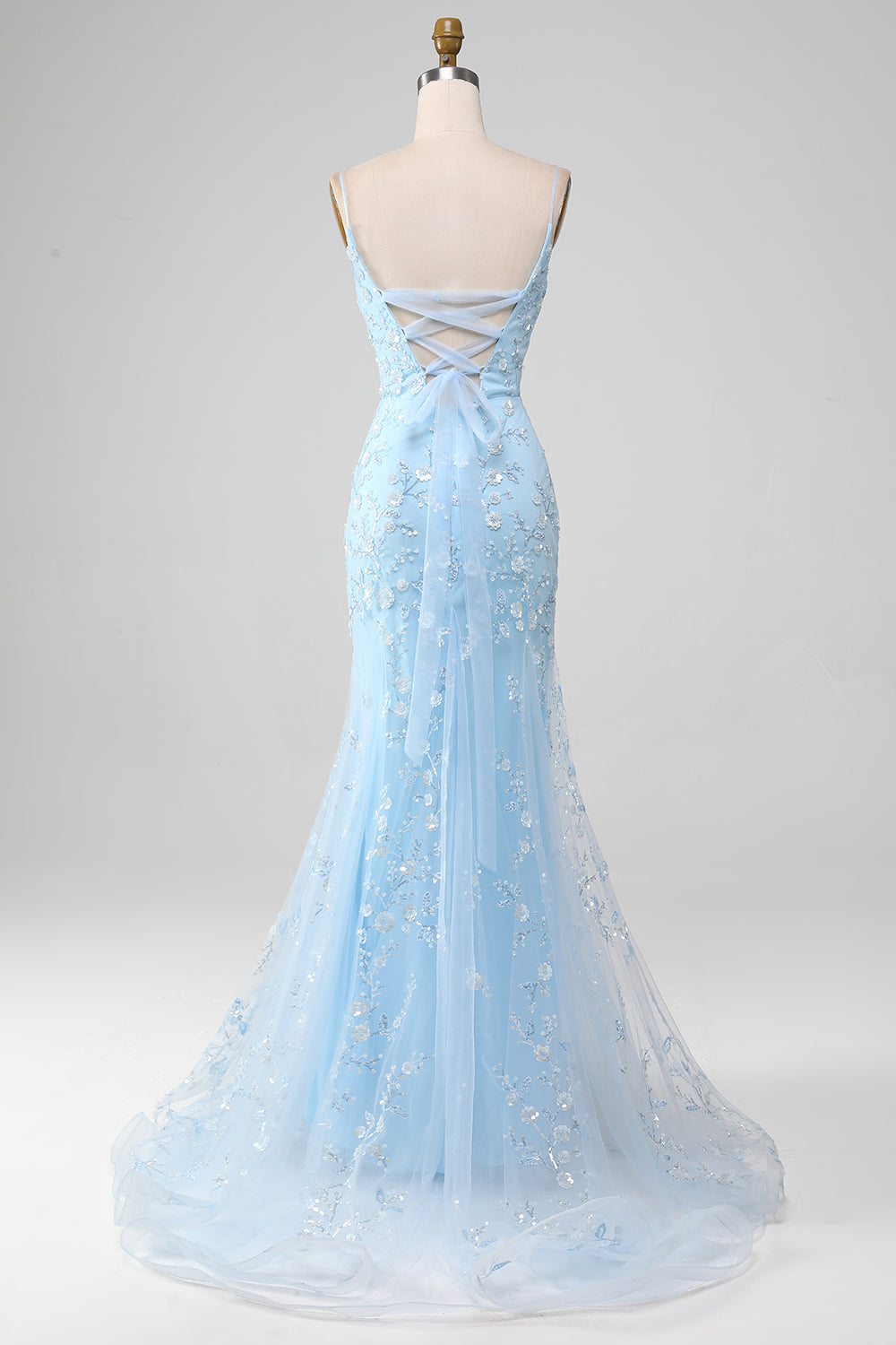 Celestine Beaded Mermaid Gown Blue 2