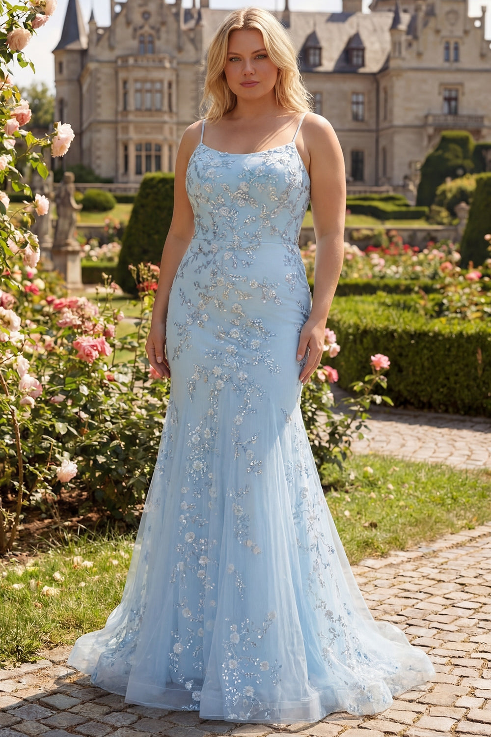 Celestine Beaded Mermaid Gown Blush 5