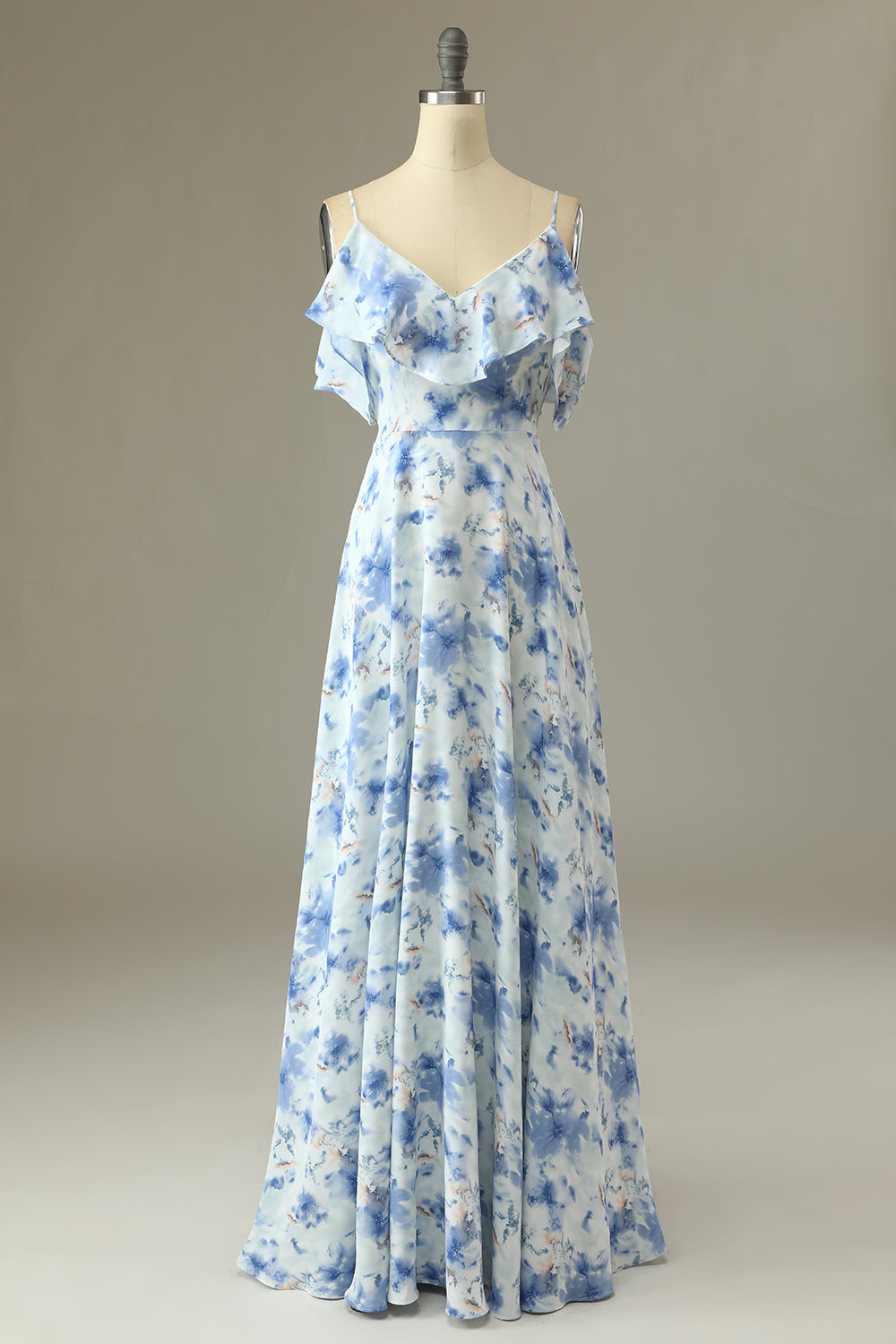 Margot Floral Off-Shoulder Bridesmaid Dress Blue 3