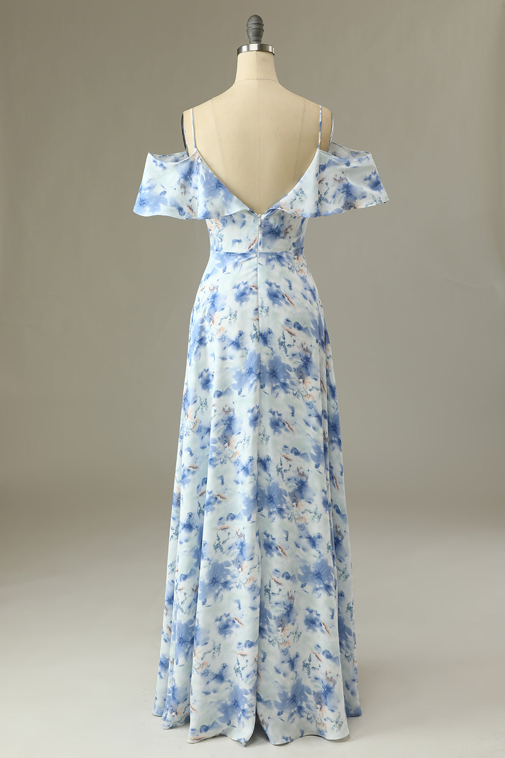 Margot Floral Off-Shoulder Bridesmaid Dress Blue 2