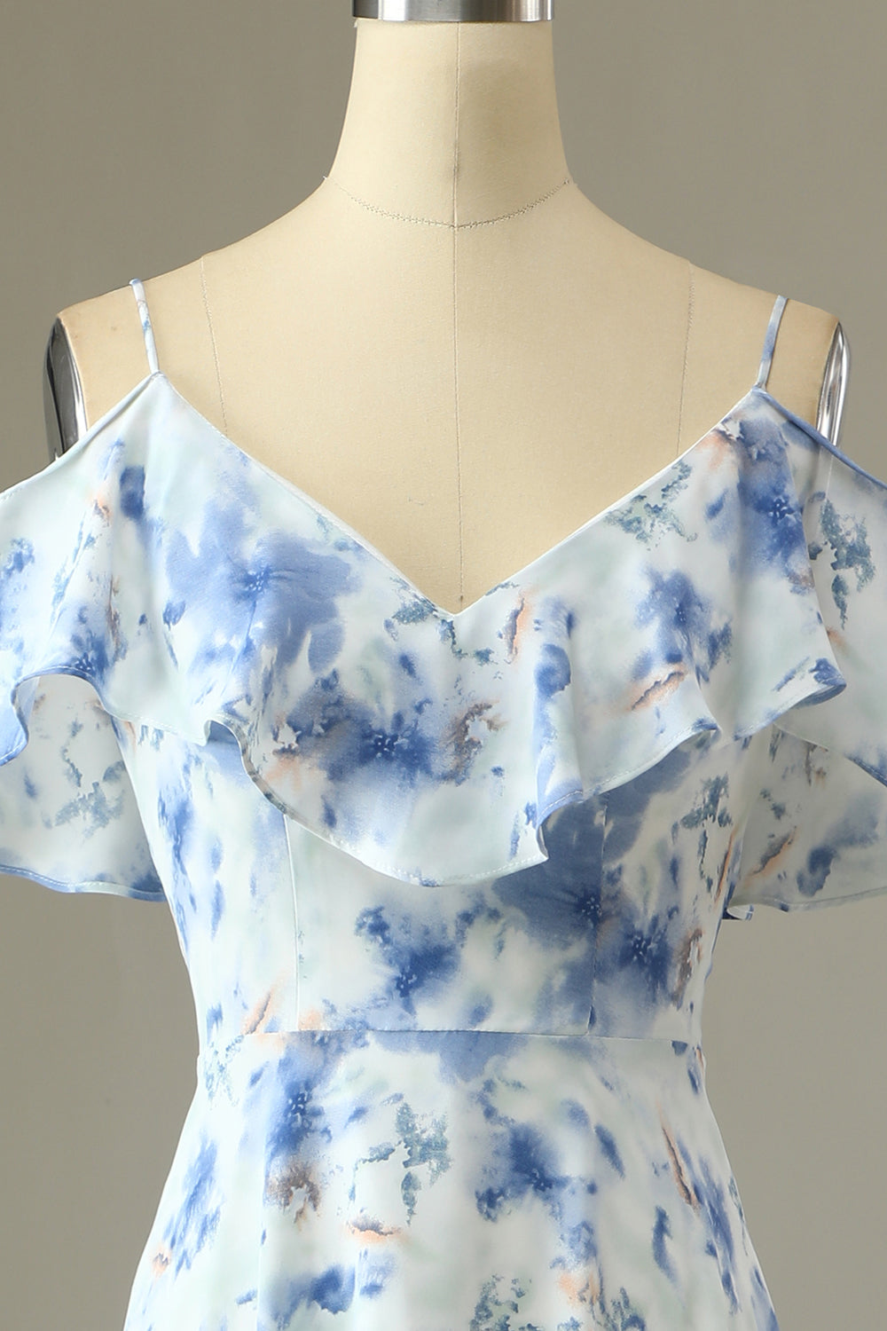 Margot Floral Off-Shoulder Bridesmaid Dress Blue 5