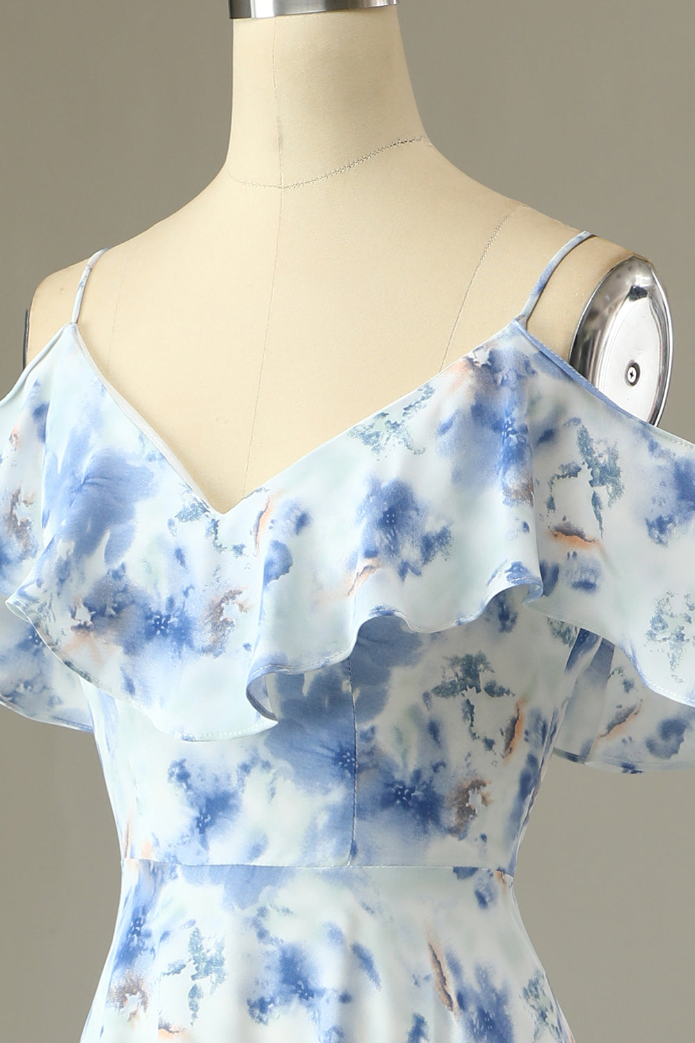 Margot Floral Off-Shoulder Bridesmaid Dress Blue 6