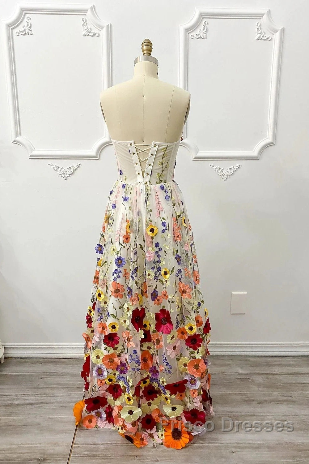 Ophelia Floral Embroidered A-Line Gown Line Wedding Guest Dress Floral Dress Wedding Guest Floor Length Sleeveless Illusion Neck Wednesday Addams Family Cotton Backless With Embroidery Appliques 2