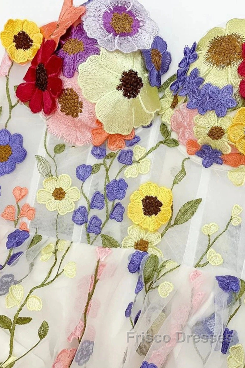 Ophelia Floral Embroidered A-Line Gown Line Wedding Guest Dress Floral Dress Wedding Guest Floor Length Sleeveless Illusion Neck Wednesday Addams Family Cotton Backless With Embroidery Appliques 3