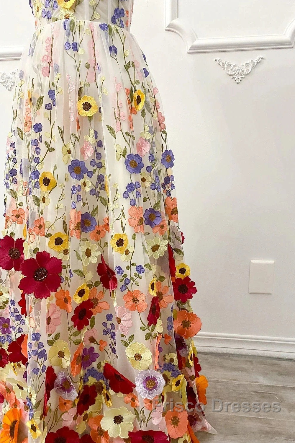 Ophelia Floral Embroidered A-Line Gown Line Wedding Guest Dress Floral Dress Wedding Guest Floor Length Sleeveless Illusion Neck Wednesday Addams Family Cotton Backless With Embroidery Appliques 5