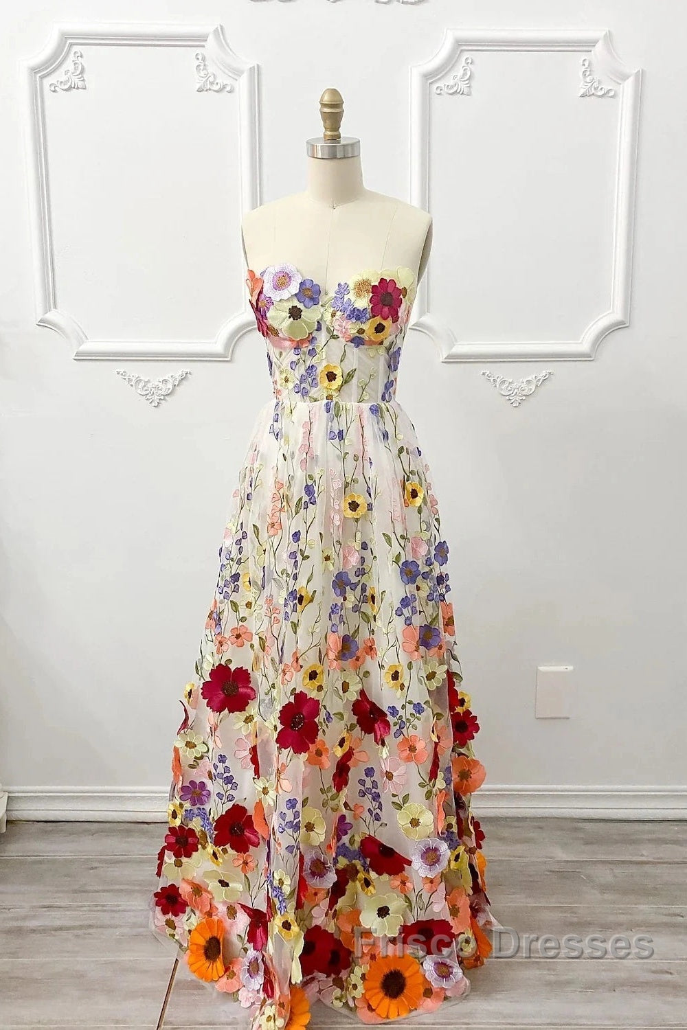 Ophelia Floral Embroidered A-Line Gown Line Wedding Guest Dress Floral Dress Wedding Guest Floor Length Sleeveless Illusion Neck Wednesday Addams Family Cotton Backless With Embroidery Appliques 6