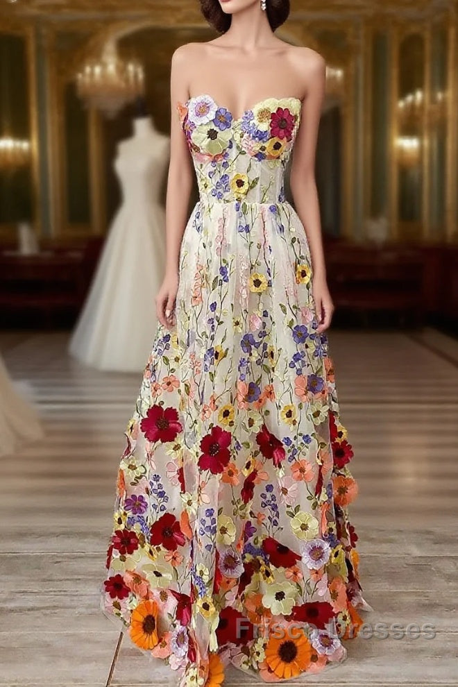Ophelia Floral Embroidered A-Line Gown Line Wedding Guest Dress Floral Dress Wedding Guest Floor Length Sleeveless Illusion Neck Wednesday Addams Family Cotton Backless With Embroidery Appliques 1