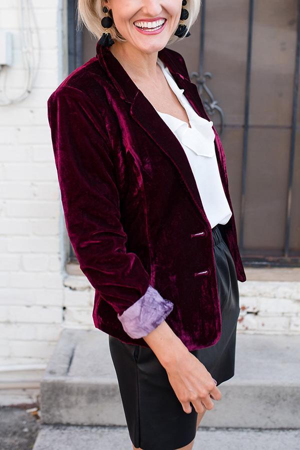 Margot Velvet Blazer in Green Black 6