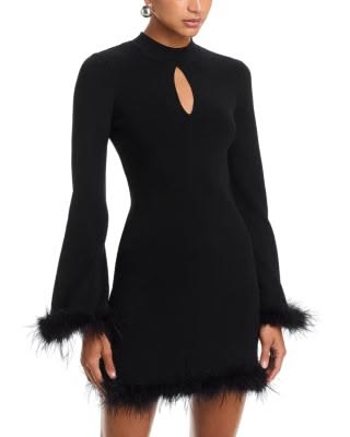 Carly Feather-Trim Midi Dress Multi 1