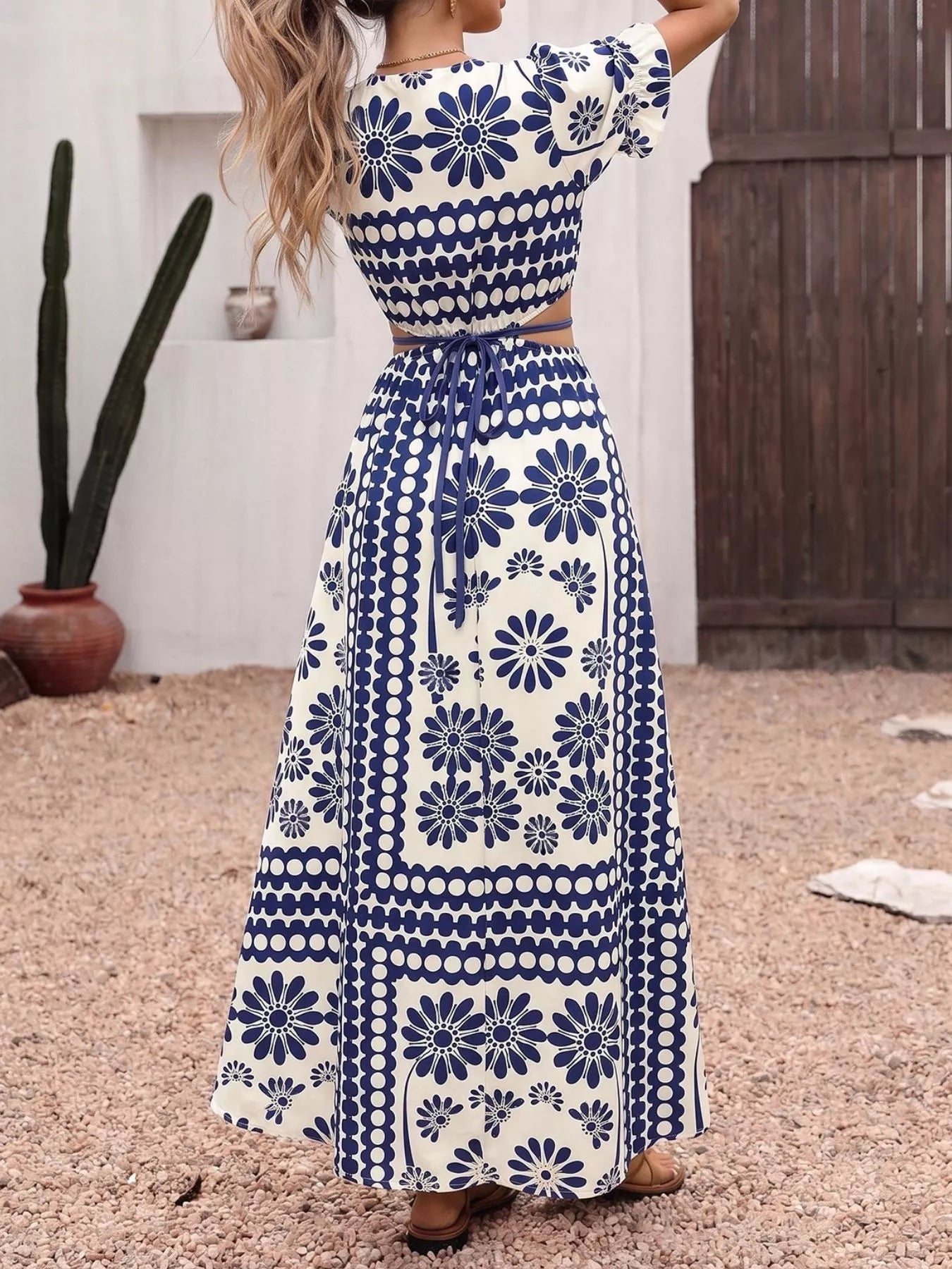 Celestine Floral Cutout Maxi Dress Navy Blue 5