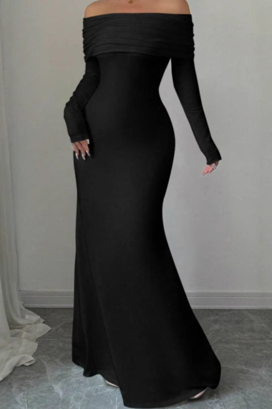 Vivienne Ruched Mermaid Maxi Dress Navy blue 7