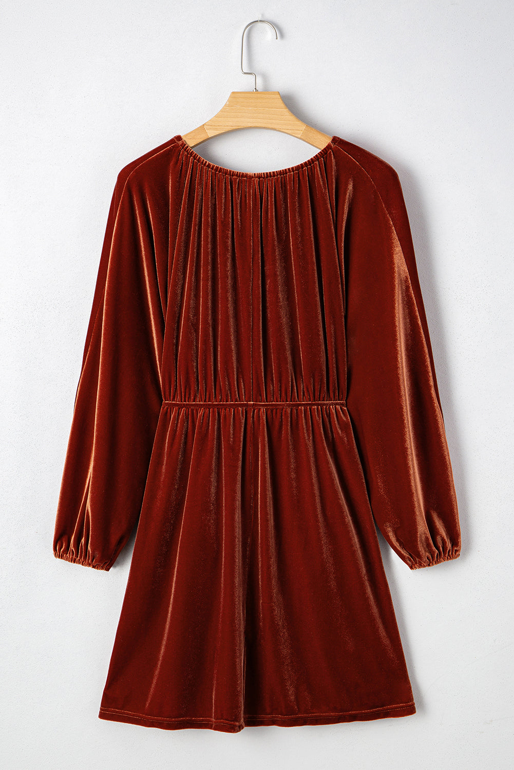Rosalie Velvet Puff-Sleeve Dress Clay 8