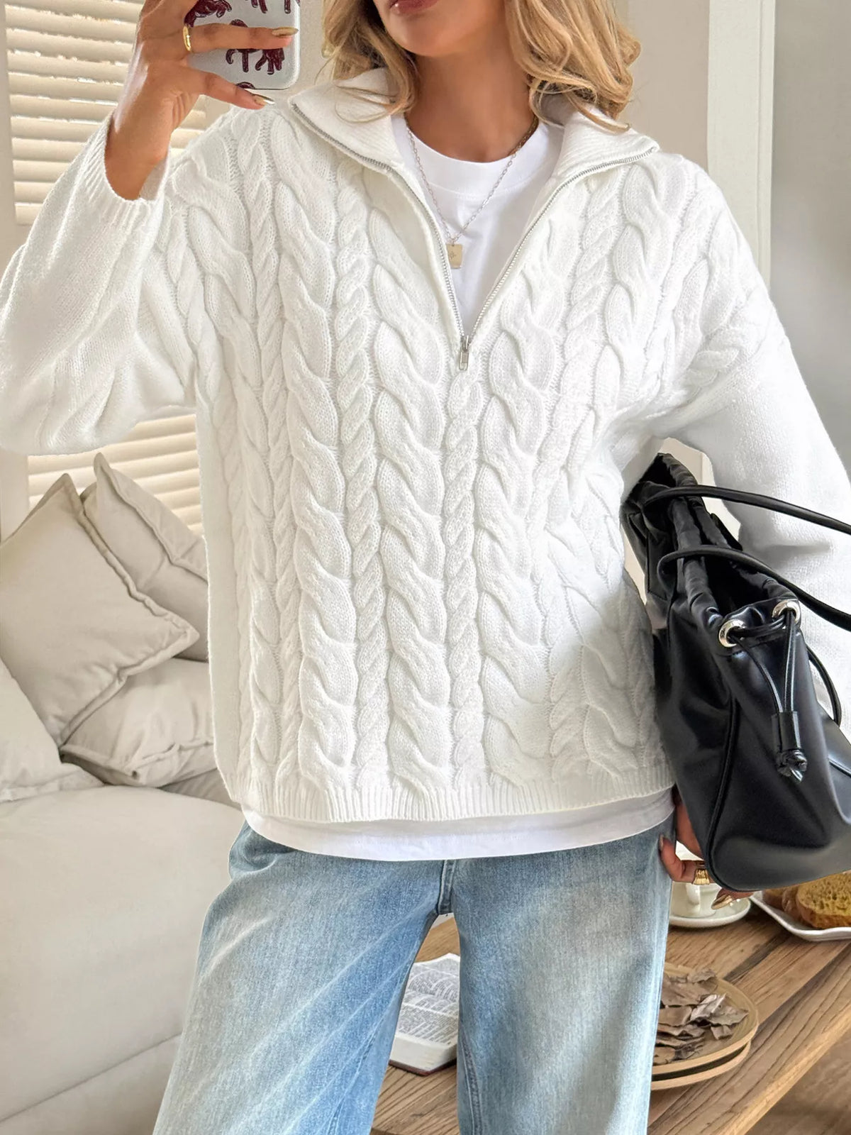 Margot Cable-Knit Sweater Burgundy 1