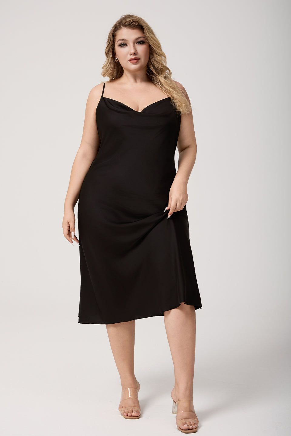Xanthe Satin Cowl Neck Slip Dress White 3