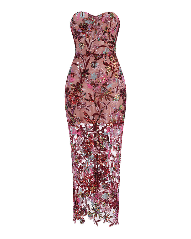 Dahlia Sequin Maxi Dress in Red Red 10
