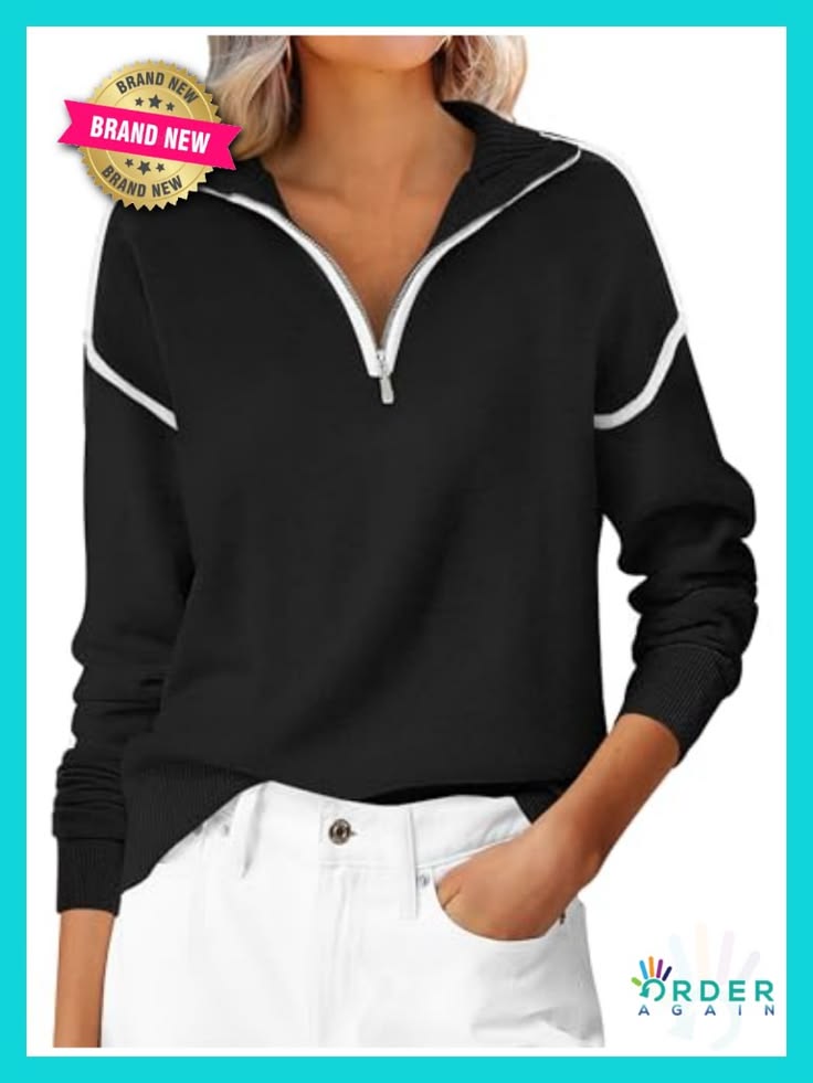 Margot Quarter-Zip Knit Sweater Black 1