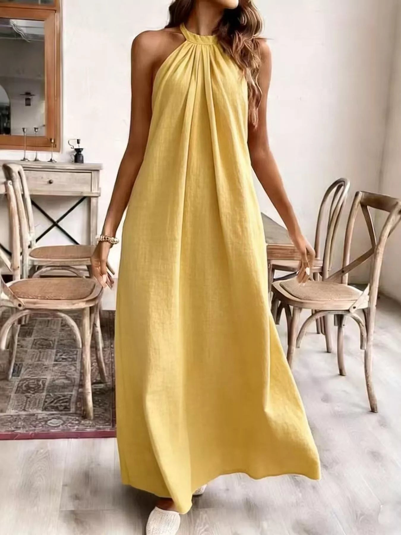 Margot Halter Maxi Dress in Cream Cream White 4