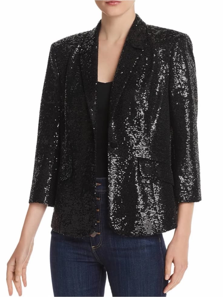 Margot Sequin Blazer Jacket Black 1