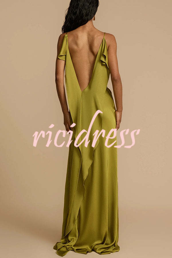 Valentina Satin Maxi Dress Green 9