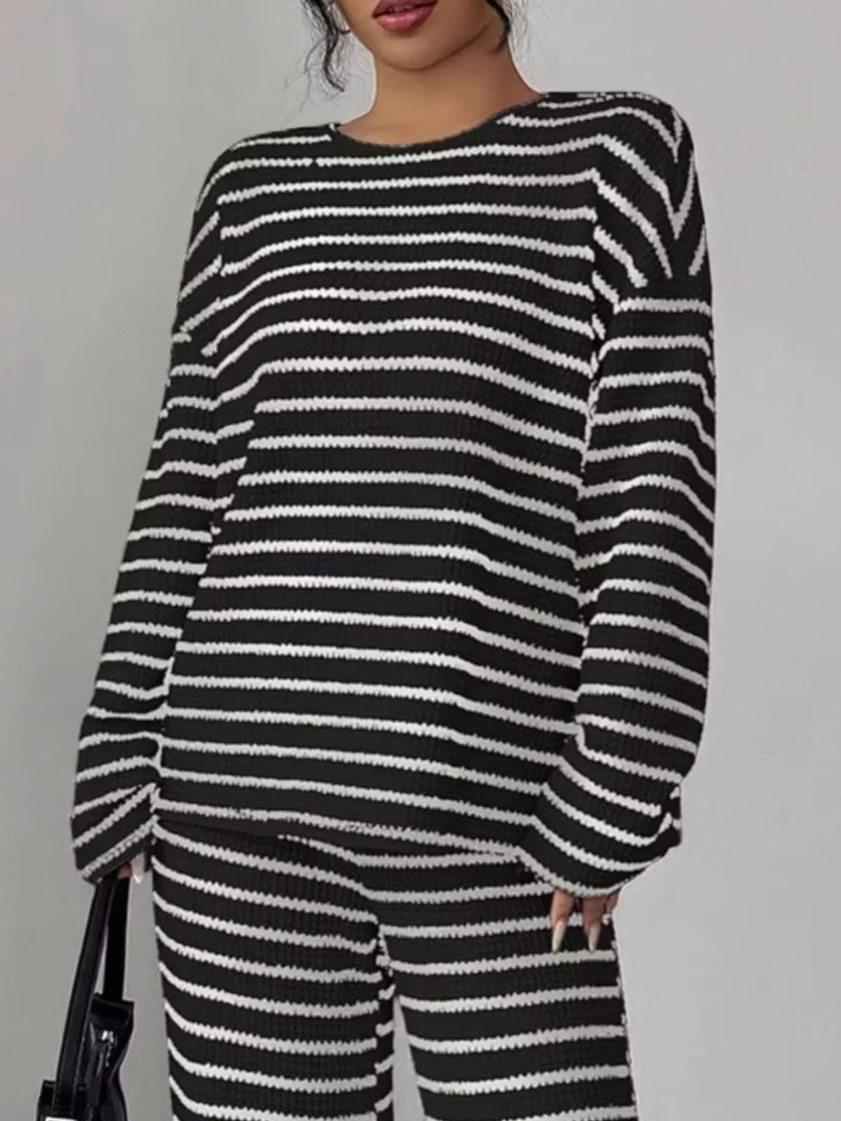 Esme Striped Knit Two-Piece Set Black 7