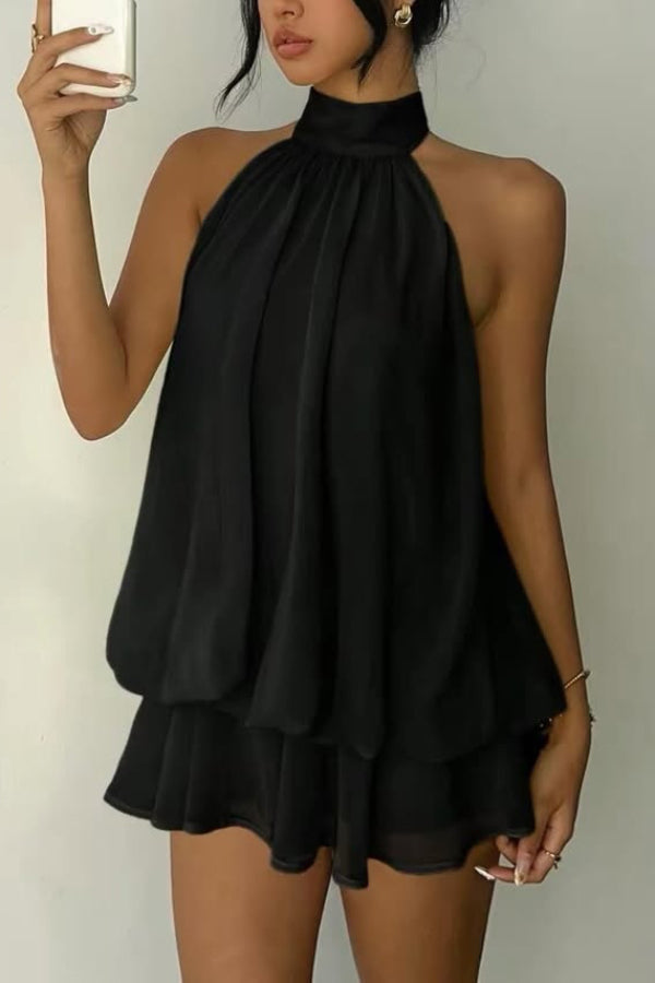 Valentina Chiffon Halter Mini Dress Multicolor 7