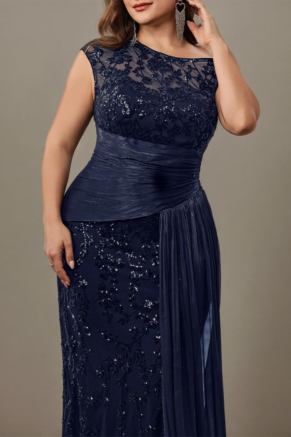 Margot Sequin One-Shoulder Dress in Navyblue Navyblue 6