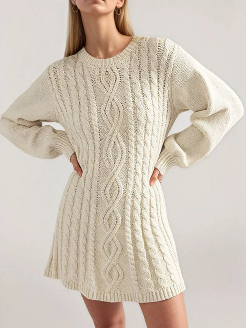 Camille Cable Knit Mini Dress Apricot 1