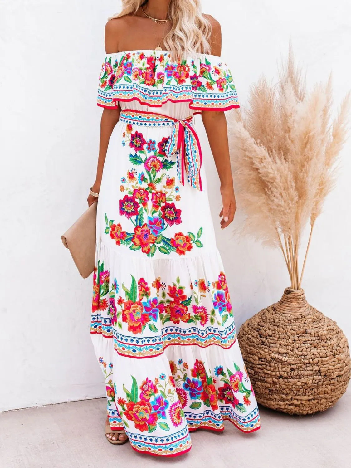Aurelia Floral Off-Shoulder Maxi Dress White 1