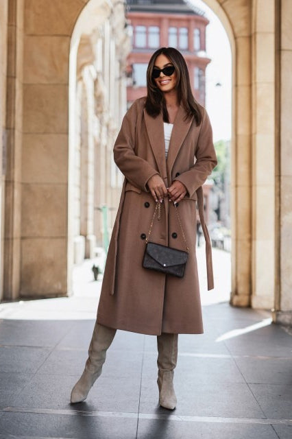 Margot Belted Wool Blazer Coat White 8